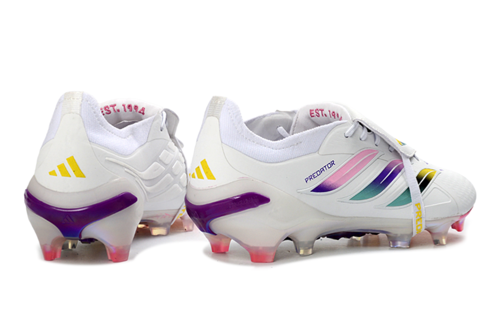Player wearing Adidas Predator 26 Elite Tongue FG soccer cleats, showcasing their comfort and performance during a match.