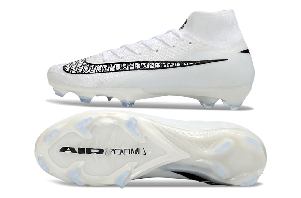 Rear view of Nike Air Zoom Mercurial Superfly X Elite FG football cleats in Dior edition